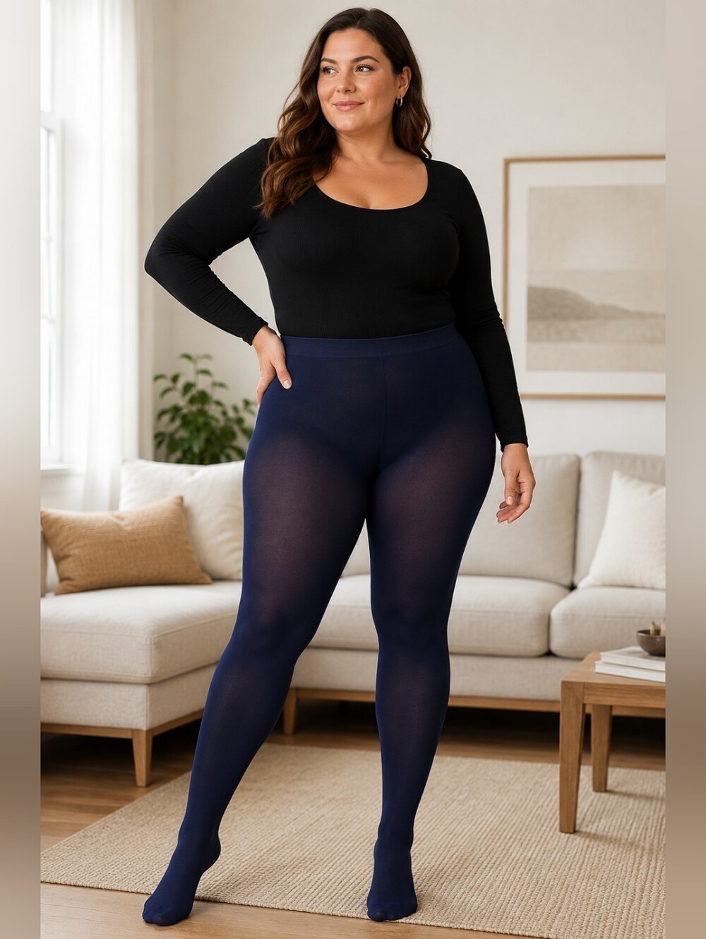 Women’s Indestructible Tights Navy Blue Size XL Sheer Pantyhose New
